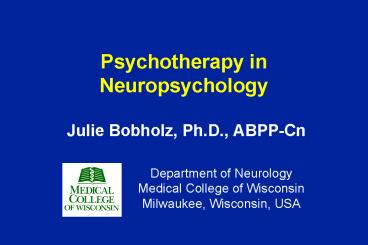 Psychotherapy in Neuropsychology