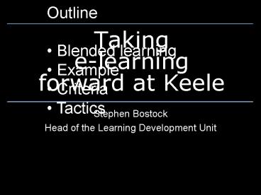 Taking elearning forward at Keele