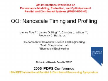 QQ: Nanoscale Timing and Profiling James Frye 