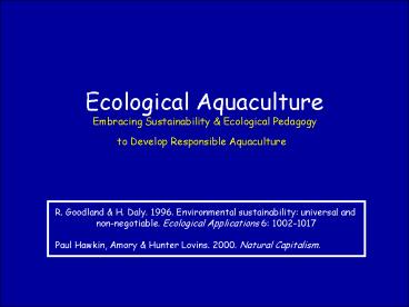 Ecological Aquaculture