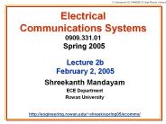 Electrical Communications Systems 0909.331.01 Spring 2005