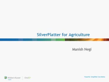SilverPlatter for Agriculture