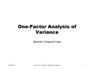 One-Factor Analysis of Variance
