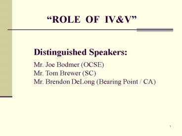 PPT – ROLE OF IV PowerPoint presentation | free to view - id: 15489f-MGRlY