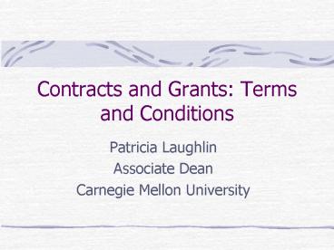 Contracts and Grants: Terms and Conditions