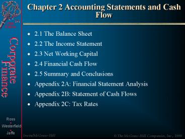 Chapter 2 Accounting Statements and Cash Flow