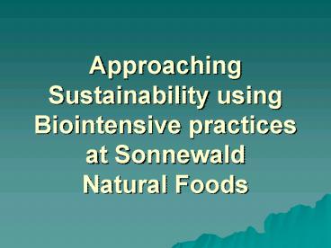 Approaching Sustainability using Biointensive practices at Sonnewald Natural Foods