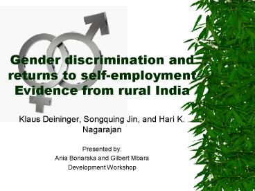 Gender discrimination and returns to self-employment Evidence from rural India