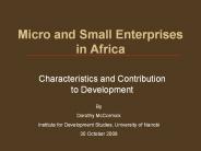 Micro and Small Enterprises in Africa