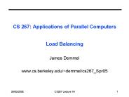 CS 267: Applications of Parallel Computers Load Balancing