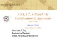 CSA, UL, CB and CE Certification PowerPoint PPT Presentation