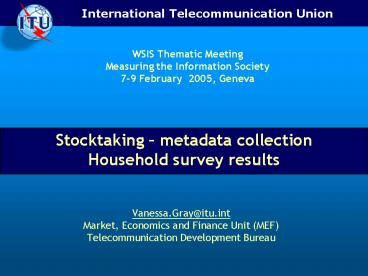 Stocktaking metadata collection Household survey results
