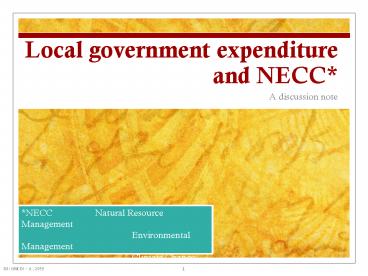 Local government expenditure and NECC
