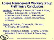 Losses Management Working Group Preliminary Conclusions