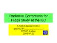 Radiative Corrections for Higgs Study at the ILC PowerPoint PPT Presentation