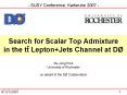 Search for Scalar Top Admixture in the tt Lepton Jets Channel at D PowerPoint PPT Presentation