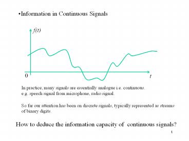 Information in Continuous Signals