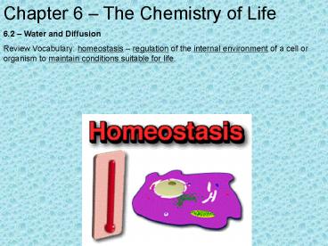 Chapter 6 The Chemistry of Life