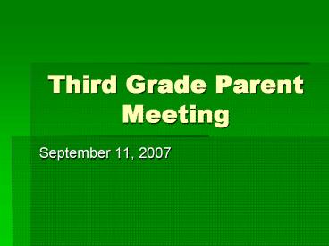 Third Grade Parent Meeting