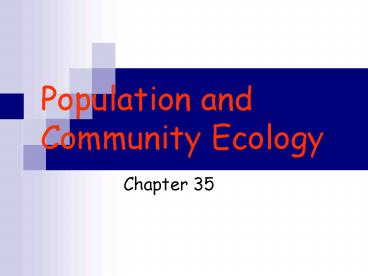 Population and Community Ecology