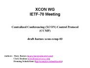 XCON WG IETF70 Meeting