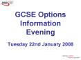 GCSE Options Information Evening PowerPoint PPT Presentation