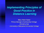 Implementing Principles of Good Practice in Distance Learning