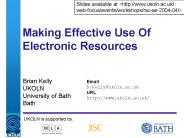 Making Effective Use Of Electronic Resources