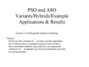 PSO and ASO VariantsHybridsExample Applications
