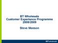 BT Wholesale Customer Experience Programme 2008/2009 Steve Meeson PowerPoint PPT Presentation
