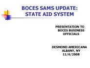 BOCES SAMS UPDATE:  STATE AID SYSTEM