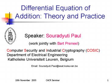 Differential Equation of Addition: Theory and Practice