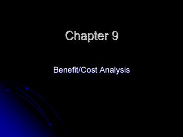 BenefitCost Analysis