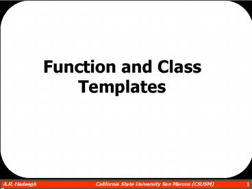 Function and Class presentation | free to view