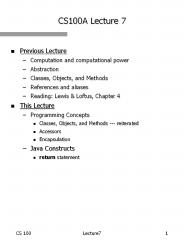 CS100A Lecture 7
