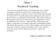 Quote 1 Reciprocal Teaching