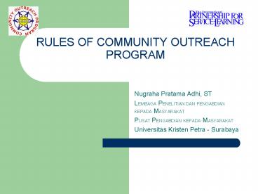 RULES OF COMMUNITY OUTREACH PROGRAM