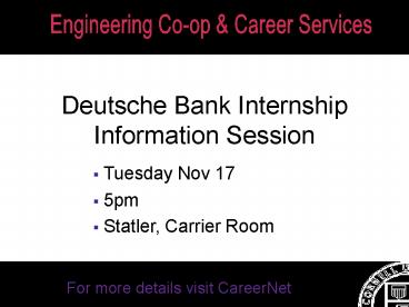 Deutsche Bank Internship Information Session