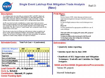 Single Event Latchup Risk Mitigation Trade Analysis (New)