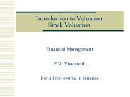 Introduction to Valuation Stock Valuation