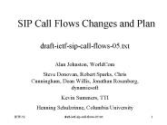 SIP Call Flows Changes and Plan