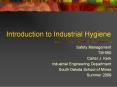 Introduction to Industrial Hygiene PowerPoint PPT Presentation