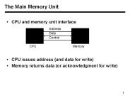 CPU and memory unit interface