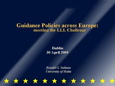 Guidance Policies across Europe: meeting the LLL Challenge