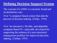 Defining Decision Support System