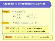 Appendix II: Introduction to Matrices