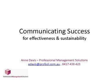 Communicating Success for effectiveness