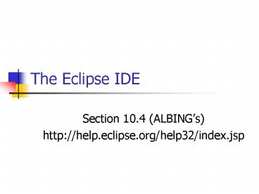 The Eclipse IDE presentation | free to view