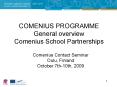 COMENIUS PROGRAMME General overview Comenius School Partnerships PowerPoint PPT Presentation