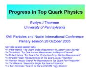 Progress in Top Quark Physics